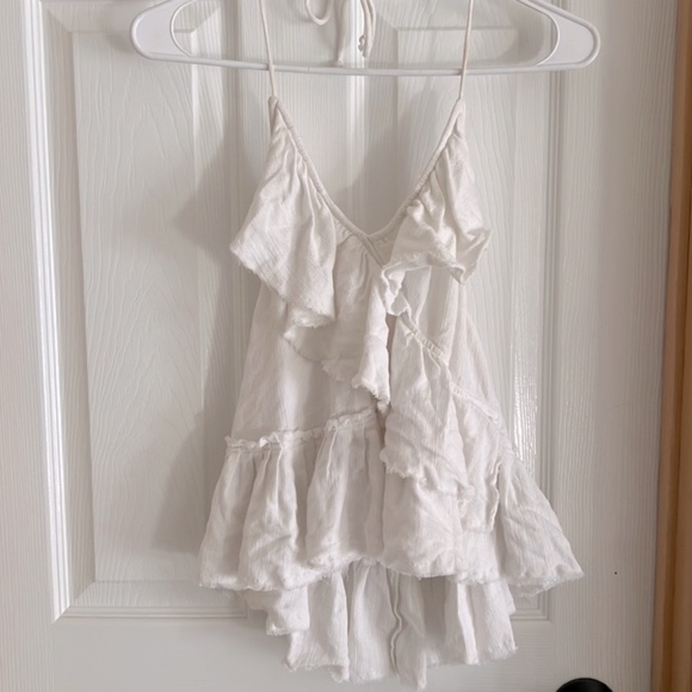 Ruffle tie halter top